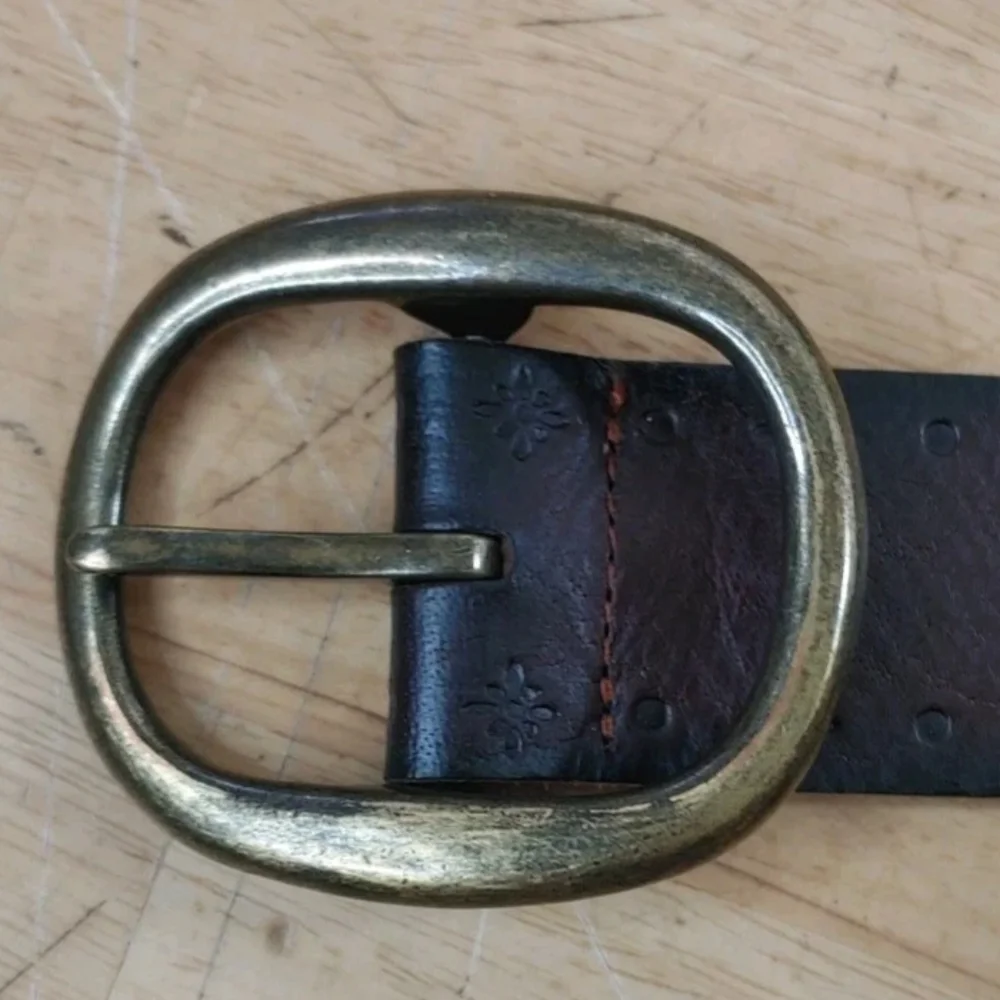 Fossil Tooled Leather Belt Dark Brown Braided Plus 36